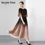 Miyake New Summer Pleated Long Dress Women O-Neck Lace-up Belt Gradient Loose Large Size  Vintage Party Vestidos Maxi Dress 2023