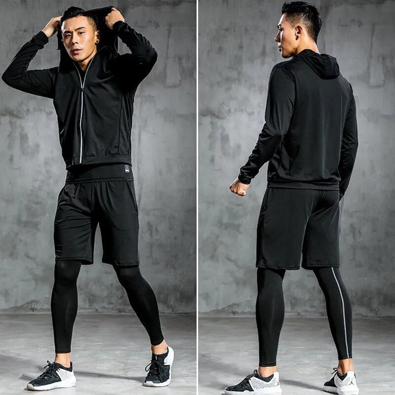 Men's Tracksuit Gym Clothing Men Compression Sports Wear Fitness Clothes Running Jogging Suits Exercise Workout