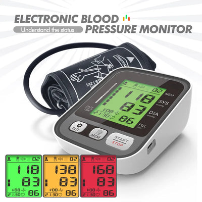 KIUZOU Upper Arm Automatic Blood Pressure Monitor BP Sphygmomanometer Pressure Meter Tonometer for Measuring Arterial Pressure