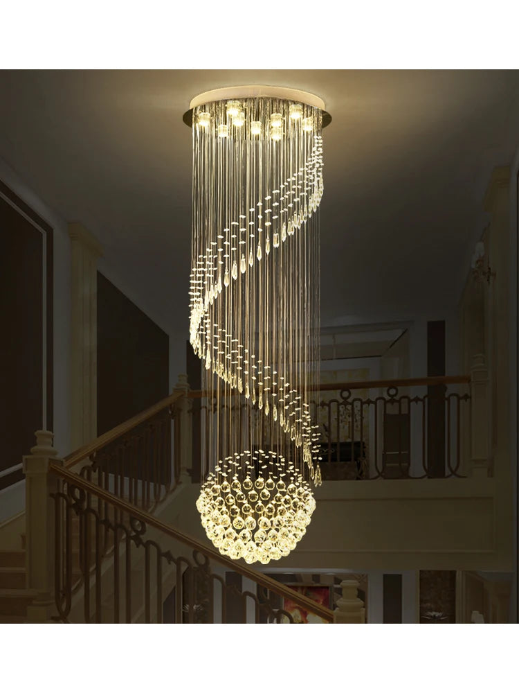 Minimalism Hanging Lamps for Ceiling Crystal Chain Pendant Light Living Room Lighting Fixtures Chandelier Loft Staircase Luster