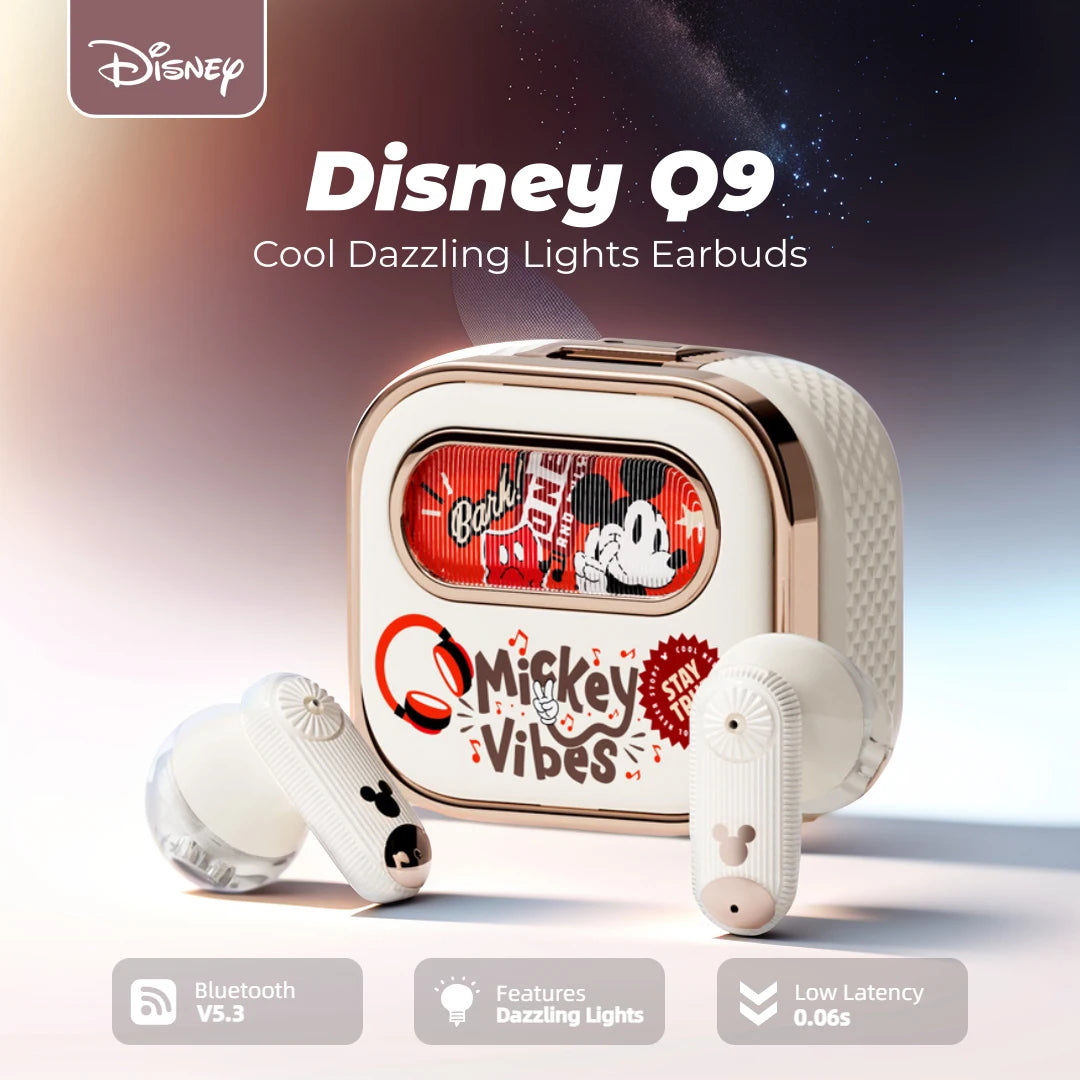 Disney Mickey Minnie Earbuds TWS Dazzling Lights Bluetooth 5.3 Wireless Earphone Noise Cancelling Low Latency Gaming Headphones