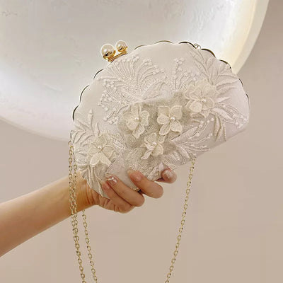 2023 New Women Flowers Evening Bags Egg Shaped Clutch Purse Mini Party Dinner Purse With Chain Mini Bags Drop Shipping