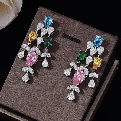 2023 New Colored Turquoise 4-piece Cubic Zirconia African Jewelry Set Zircon Crystal Dubai Bridal Jewelry Set