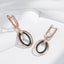 Kinel Hot Oval Black Ceramics Long Drop Earrings For Women 585 Rose Gold Color Natural Zircon Accessories Daily Fine Jewelry