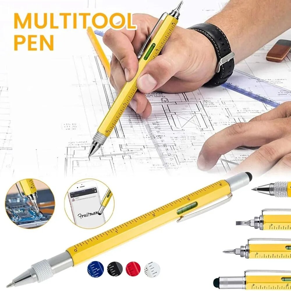 6-in-1 Multi-tool Pen with Screwdriver Screen Touch DIY Woodworking Pen With Ruler for Office Writing Supplies Multi Tools Pen