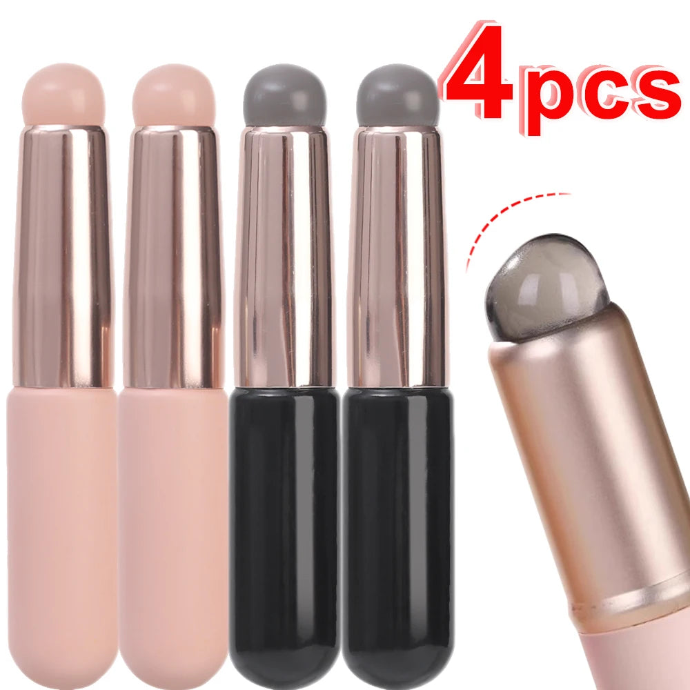 Upgrade Silicone Lip Makeup Brush with Cap Multi-Functional Soft Round Head Concealer Brushes 4PCS Brush for Lip Balm Lipstick