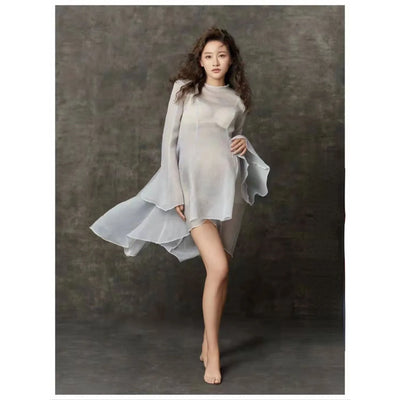 Women Photography Props Perspective Maternity Dresses Elegant Pregnancy Dress Studio Shooting Clothes Photo Props