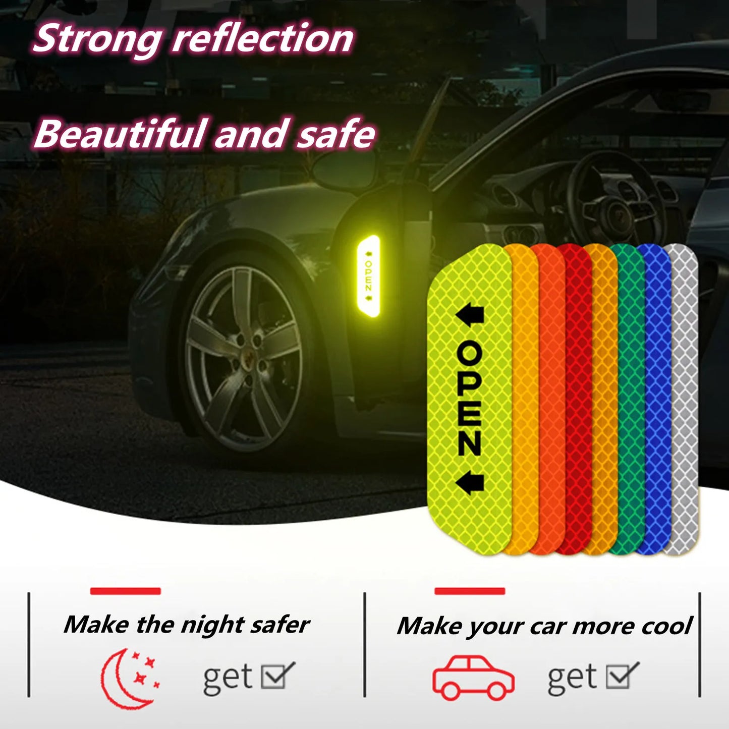 Reflective Car Accessories Door Sticker Safety Tape inside Auto for Toyota Yaris Cross Car Accessories Vw Tiguan