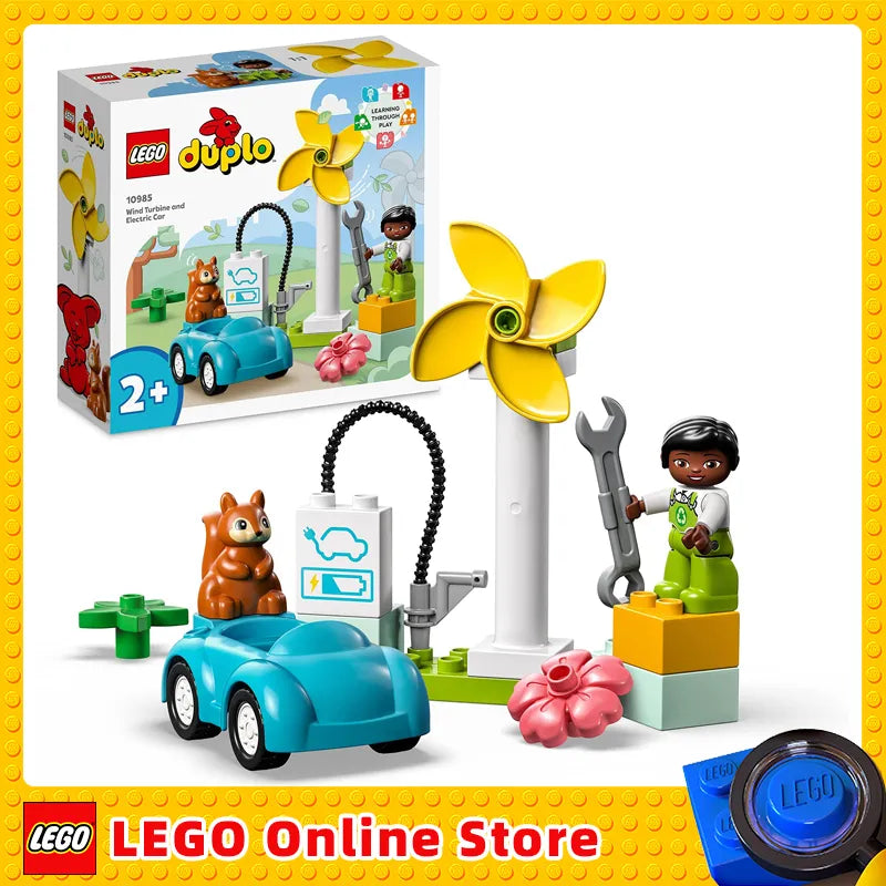 LEGO 10985 Duplo Town Wind Turbine and Electric Car Toy for Girls and Boys from 2 Years Educational Christmas New Year Gift