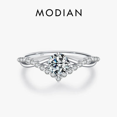 MODIAN Crown D Color Moissanite Ring Delicate Lab Diamond Ring 925 Sterling Silver For Women Wedding Engagement Jewelry