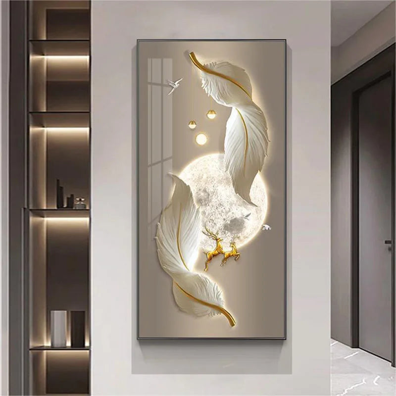 New Led Crystal Porcelain Wall Lamp For Indoor Decoration Living Room Corridor Restaurant Feather Home Decoration Wall Lamp