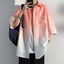 Men's Ice Silk Gradient Short Sleeve Shirt Casual Loose Fit Jacket For Spring Summer Autumn Trendy Long Sleeve Men's Wear