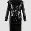 Nerazzurri Autumn Long Shiny Black Red Patent Pu Leather Trench Coat for Women Belt Double Breasted Luxury Designer Clothes 2023