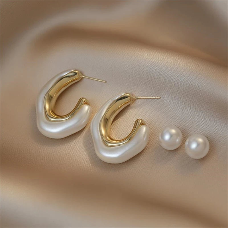 SHANGZHIHUA White Pearl Earrings For Women In 2021 New Trend Delicate Fashion Earrings Advanced Sense Imitation Pearl Earrings