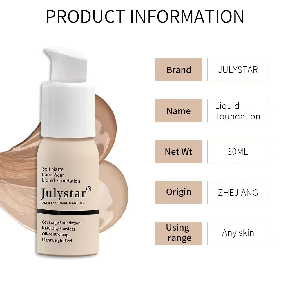 Foundation 24 Hour Full Coverage Soft Matte Liquid Foundation Cover Dark Dull Skin Or Yellow Skin Tone Even Skin Tone