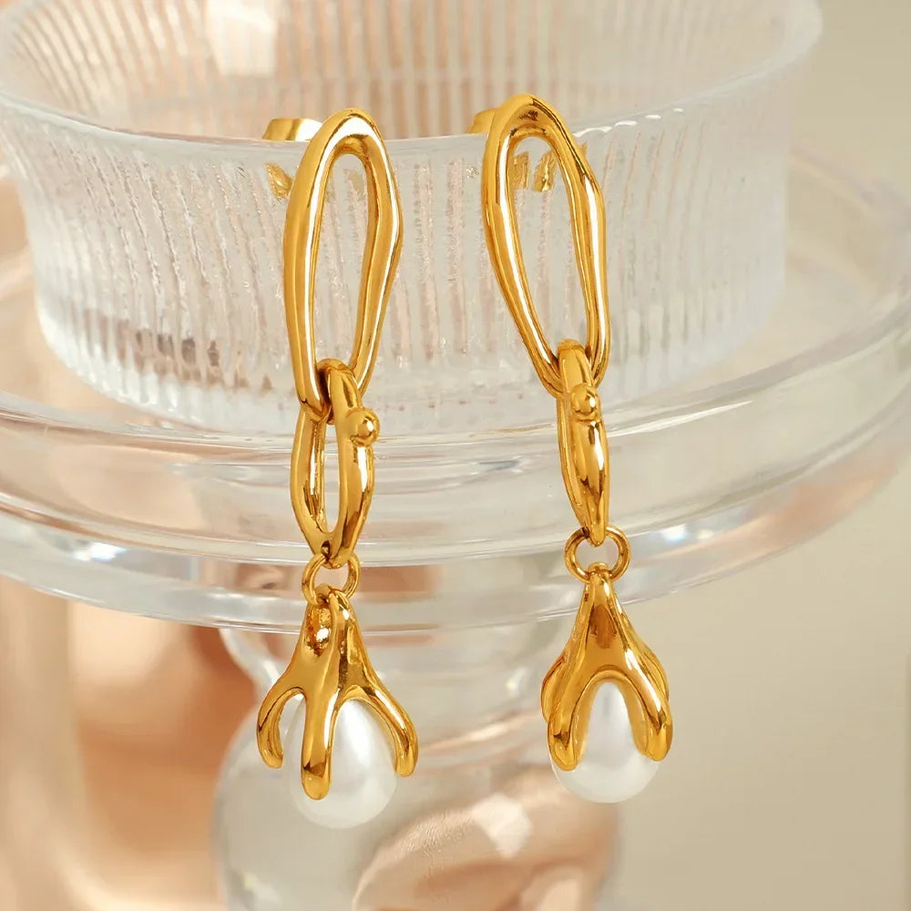 Fashion Pendant Earrings Stainless Steel Material 18k Gold-plated Waterproof Eardrop for Women 2024 New Accessories