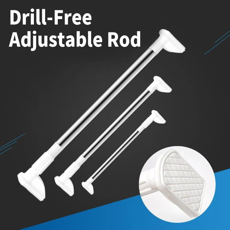 Drill-Free Adjustable Rod White Shower Curtain Rod Adjustable Stainless Steel Tension Telescopic Rod Retractable Hanger Rod