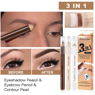 3in1 Eyebrow Eyeshadow Eyeliner Pencil Lying Silkworm Contour Bronzing Pen Makeup Cosmetics Set