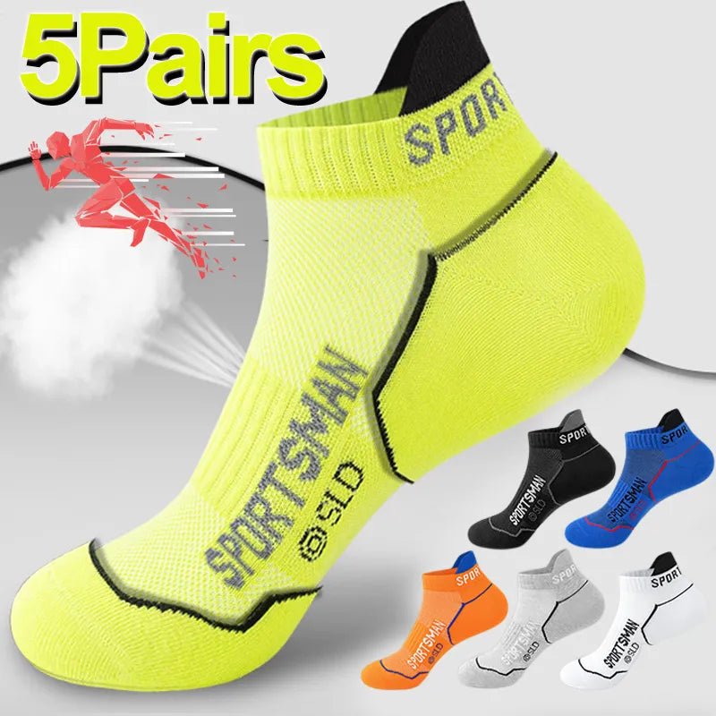 5Pairs High Quality Men Ankle Socks Breathable Cotton Sports Socks Mesh Casual Athletic Summer Thin Cut Short Sokken Size 38-45