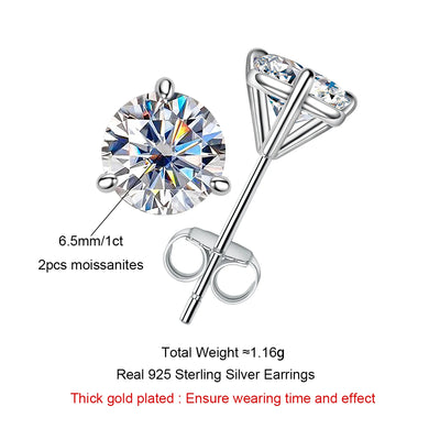 AnuJewel 2cttw D Color Moissanite Diamond Stud Earrings  925 Sterling Silver Classic Earrings Jewelry Wholesale