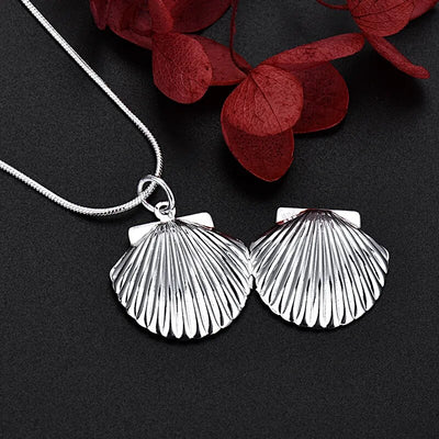 JewelryTop Fine 45-60cm 925 Sterling Silver seashell Photo frame Necklace Bracelet Jewelry For Women Men Chain Set Wedding Gift