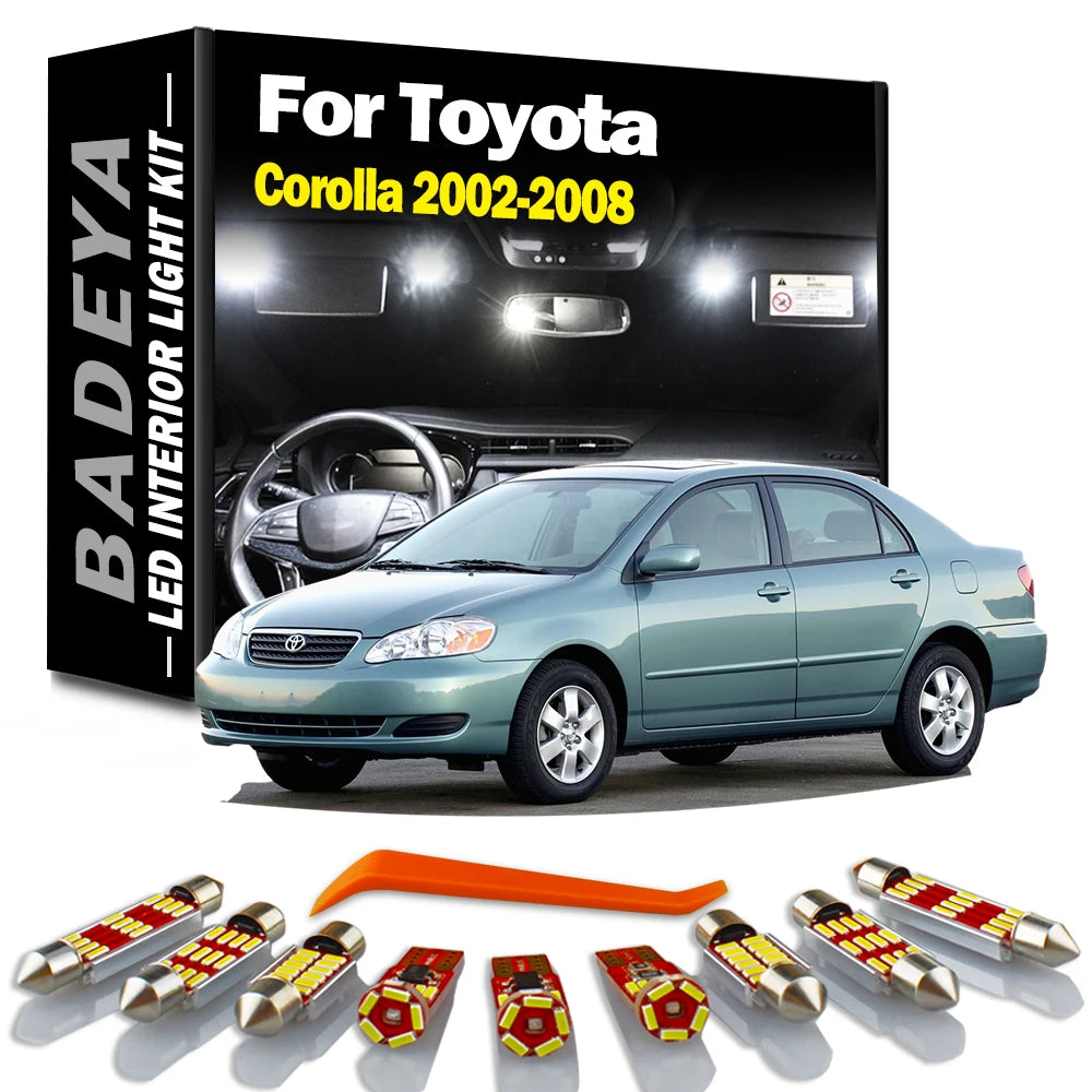 BADEYA 10Pcs LED Interior Dome Map Reading Trunk Light Bulb Kit For Toyota Corolla 2002 2004 2005 2006 2007 2008 Car Accessories