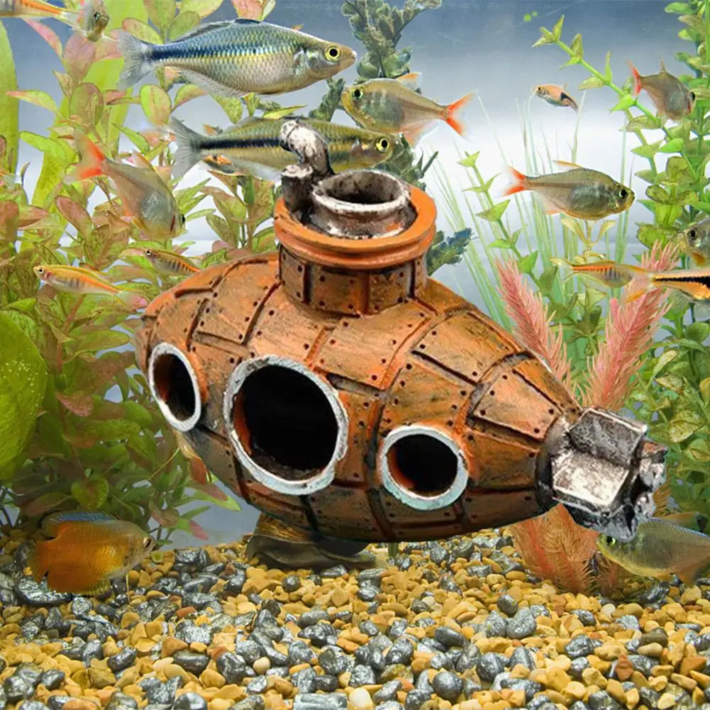 Resin Submarine Ornaments Hollow Fish Shrimp Shelter Cave Landscaping Accessories For Fish Tank Aquarium Decoration Background