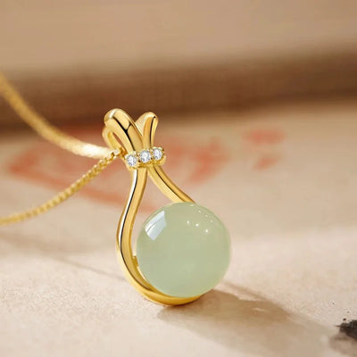 Blessing Bag Hotan Jade Pendant Necklaces for Women Korean Fashions Light Luxury Fine Versatile Jade Necklace Jewelry Gifts