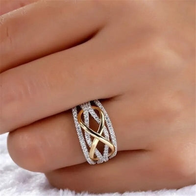 Delysia King New fashion infinite love ring heart-shaped ring ladies two-color wedding engagement