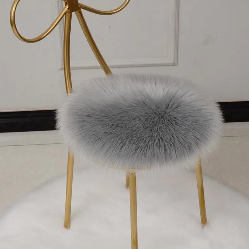 35cm Creative Soft Faux Fur Pillow Cushion Round Chair Seat Cushion Office Sofa Home Decoration Cushion For Chair Anti-Slip Mat