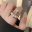 2023 New Fashion Design Round White Shell Big Size Pearl Rings for Women Girls Party Dinner Luxury Birthday Gift Vintage Jewelry