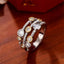 Huitan Vintage Two Tone Lady's Rings Anniversary Party Daily Wearable Luxury Cubic Zirconia Rings 2022 New Trend Women Jewelry