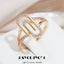 SYOUJYO 585 Gold Color Paper Clip Ring For Women Size Adjustable Natural Zircon Vintage Jewelry Gift