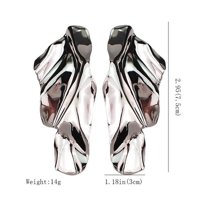 European and American Fashion Metal Iron Sheet Geometric Big Earrings for Women Irregular Sequin Jewelry Wholesale Party Gift