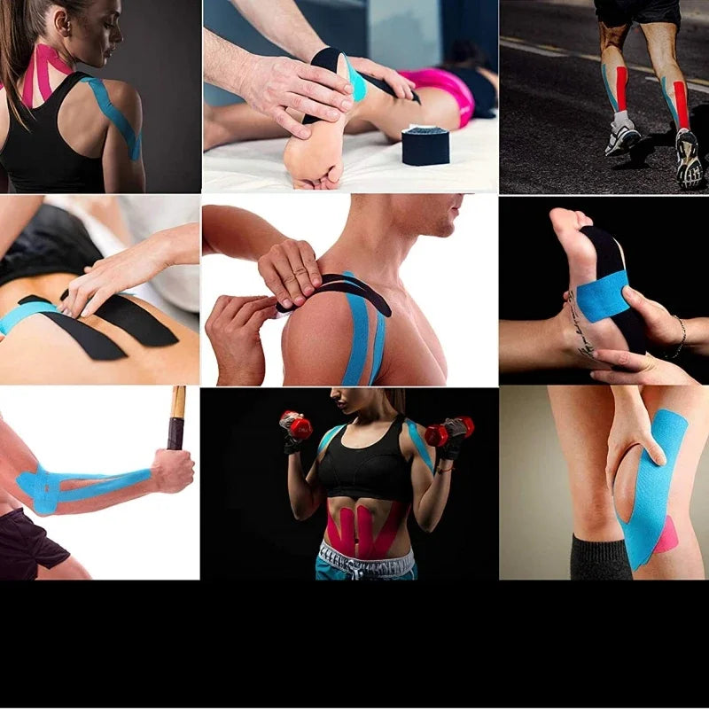 Sports Kinesio Tape Muscle Kinesiology Elastic Muscle Knee Pain Relief Strain Patch Athletic Recovery Stickers Fitness Bandages