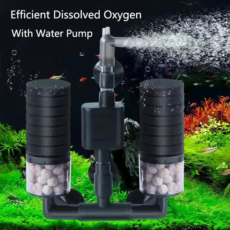 Black Aquarium Filter With Pump For Fish Tank Air Pump Skimmer Biochemical Sponge Filter Aquarium Bio Filters Filtro Aquario