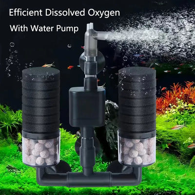 Black Aquarium Filter With Pump For Fish Tank Air Pump Skimmer Biochemical Sponge Filter Aquarium Bio Filters Filtro Aquario