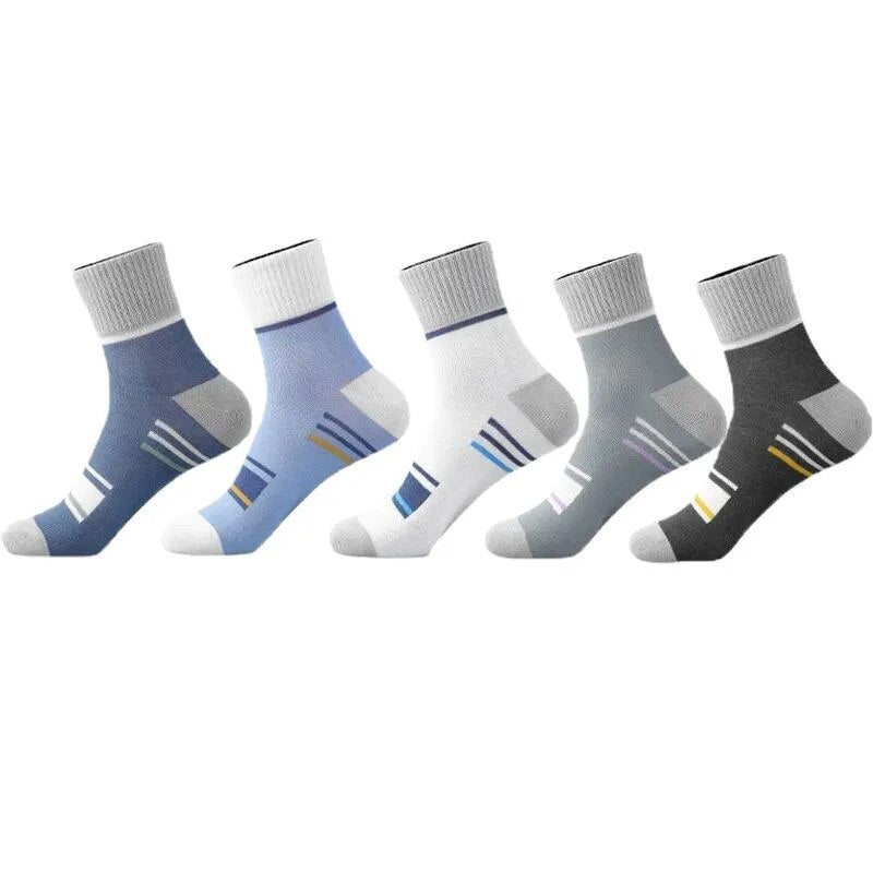 Men's Pure Cotton Socks Spring Striped Casual Socks Men's Anti-odor Antibacterial Business Socks High Quality Sports Socks Meias