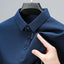 Men's Waffle Long Sleeved POLO Shirt with Letter Printed Lapel Casual Top