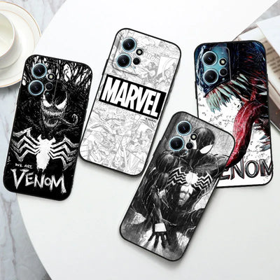 Marvel Funny Venom Cool For Xiaomi Redmi Note 12 11 11T 10 9 8 7 6 5 4 Pro 5G 4G Silicone Soft Shockproof Black Phone Case Cover