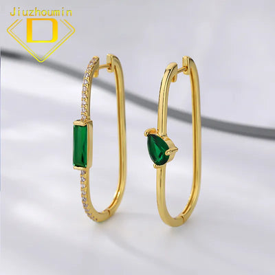 Earrings for Women Eardrop Luxury Artificial Emerald Paper Clip Hip Hop Copper Fashion Party Wedding Jewelry Gifts Girls 2023