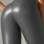 Women's Leggings New In Autumn Casual PU Leather Pants Sexy Solid Color High Waist Bright Black Tight Running Yoga Pants 2023