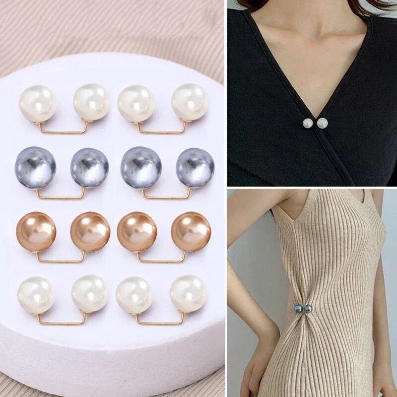 Double Pearl Brooch Pins Anti-fade Exquisite Elegant Brooches for Women Sweater Cardigan Clip Coat Summer Dress Jewelry