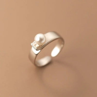 Fashion 925 Sterling Silver Pearl Adjustable Rings For Women Luxury Designer Jewelry Accessories Items