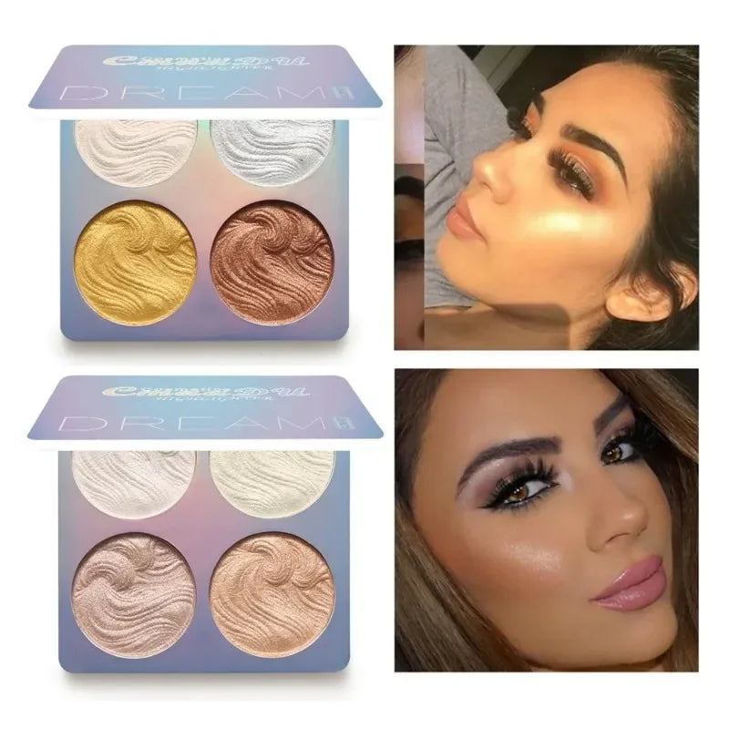 4Color Face Highlighter Palette Bronzer Contouring Highlight Powder Makeup Face Shimmer Shine High Lighter Iluminador Makeup