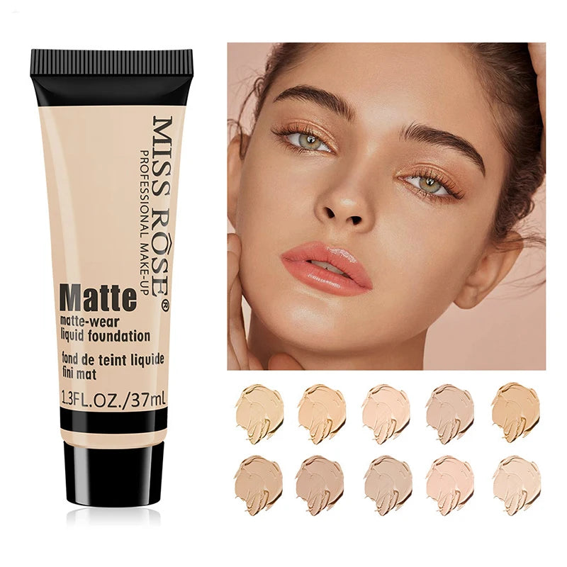 Professional Base Liquid Foundation Korean Makeup Primer Cream Matte Beige Concealer Long-lasting Full Cover Facial Cosmetics