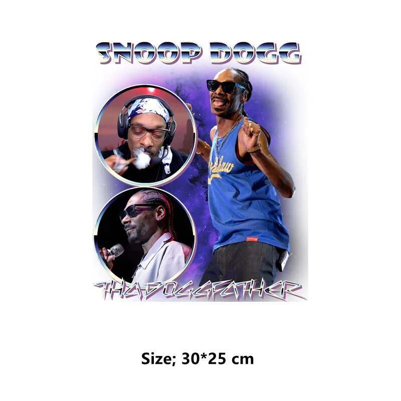 Popular Rapper Snoop Dogg Patches for clothes Eminem printing for clothes Ironing applications