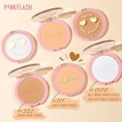 PINKFLASH Matte Pressed Powder Palette Long-lasting Oil Control Moisturizing Full Coverage Face Makeup Setting Powder Cosmetics