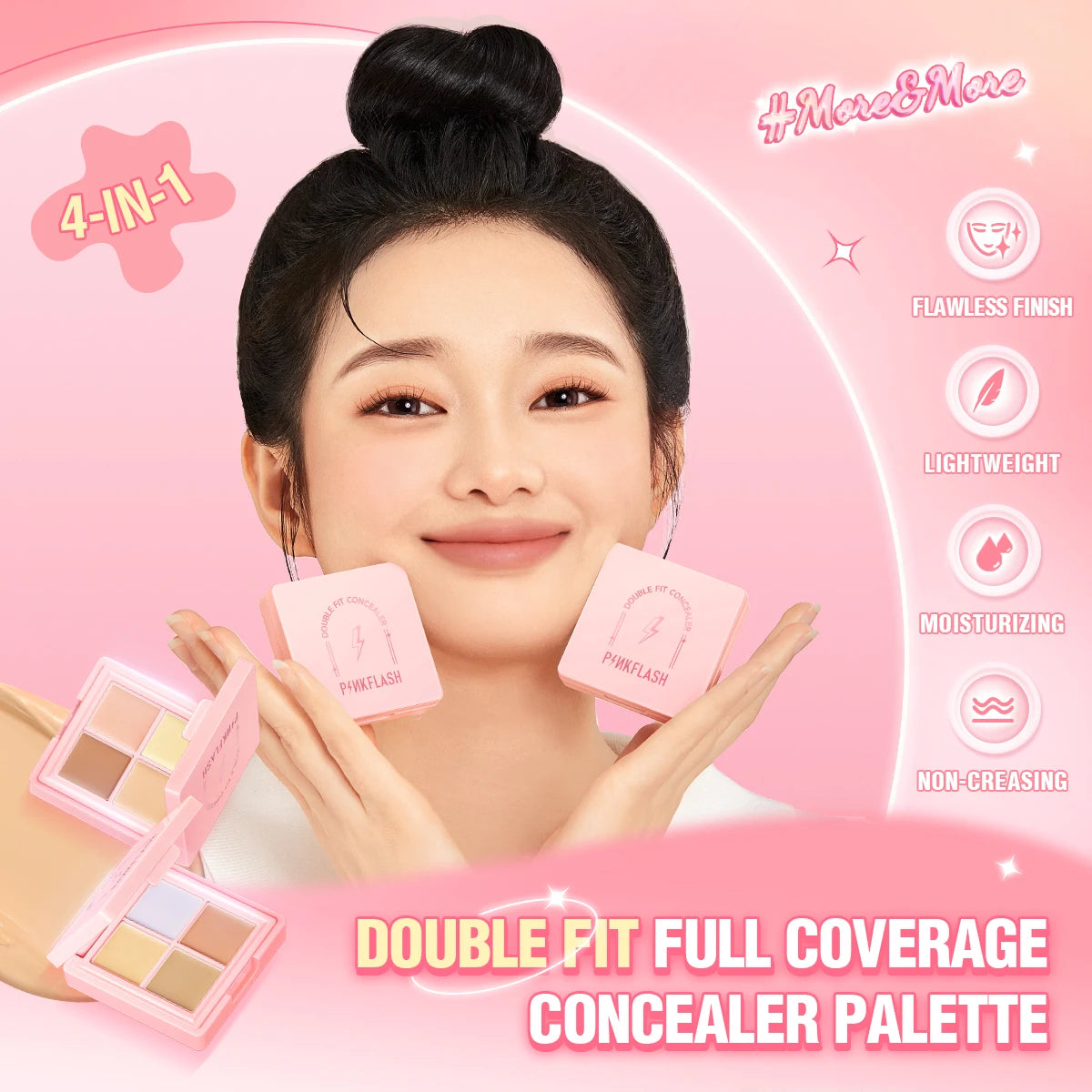 PINKFLASH Matte Flawless Face Concealer Palette Waterproof Lightweight Full Coverage Moisturizing Contour Makeup Cosmetics