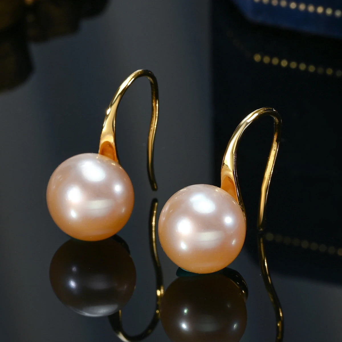 New Fine Grade AAAA Freshwater Pearl Earrings For Women Wedding Party Jewelry Earrings Black Pink White Purple 8-9mm Bread Round